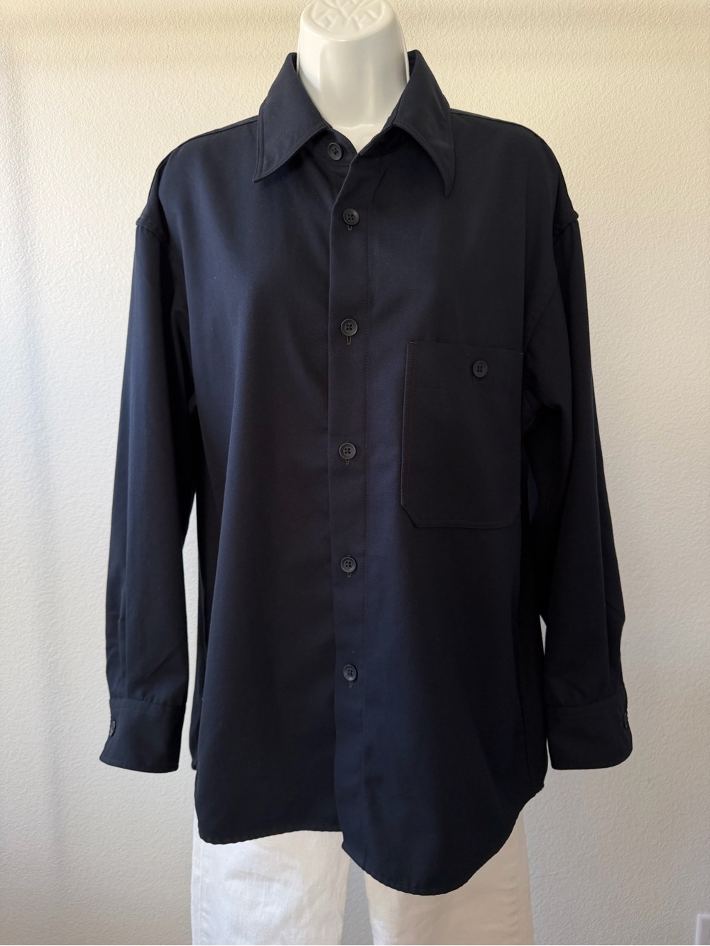 Uniqlo Twill Work Oversized Navy Shirt Unisex Size M - Picture 2 of 13